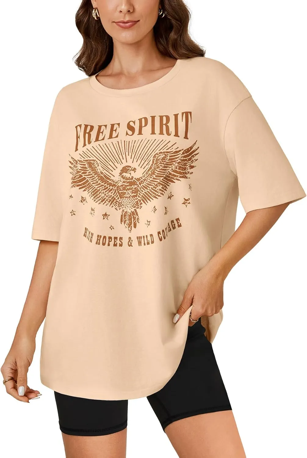KIFOVEN Women’s Oversized T Shirt Graphic Tees Short Sleeve Cotton Loose Fit Summer Causal Top