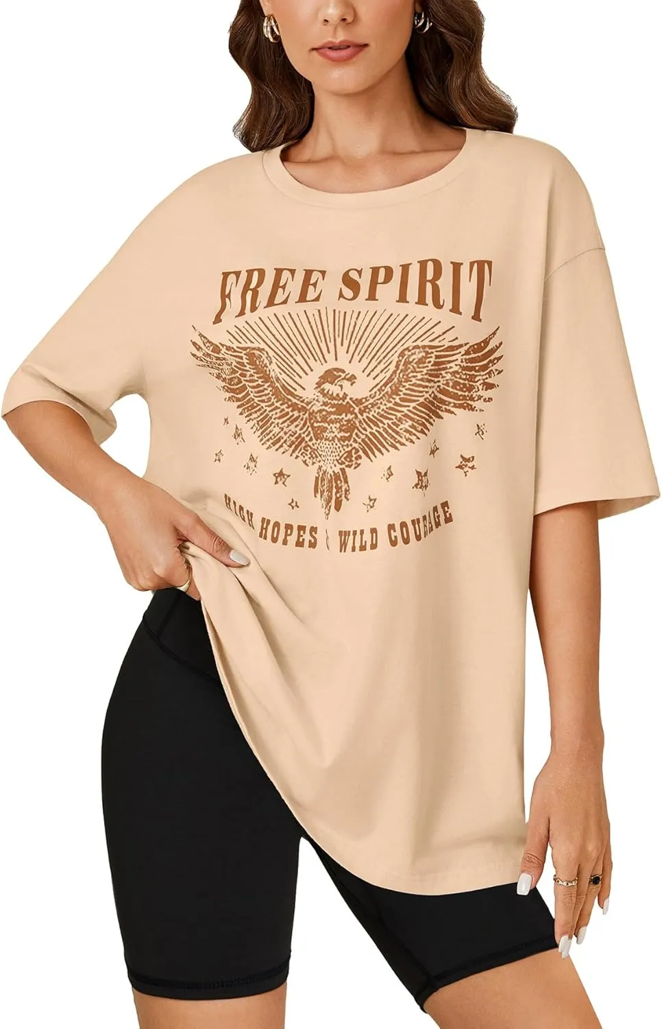 KIFOVEN Women’s Oversized T Shirt Graphic Tees Short Sleeve Cotton Loose Fit Summer Causal Top