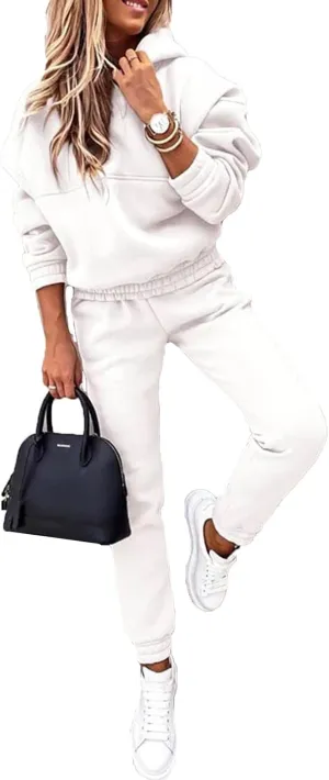 KYLASIEN Womens Casual Pullover Hoodies Tracksuit Long Sleeve Sweatshirts Fleece Lined 2023 Fahsion Autumn Jogger Pant Two Piece Outfits Oversized Loungewear Workout Athletic Tracksuits Sets