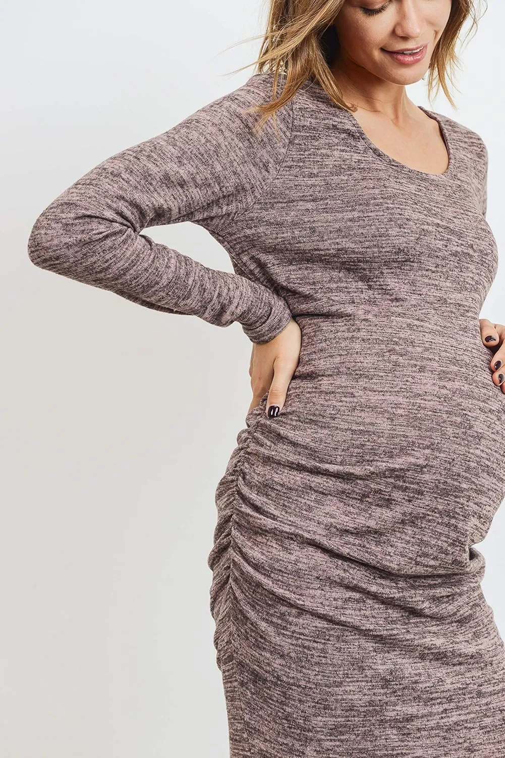 LaClef Women's Ruched Bodycon Basic Maternity Dress