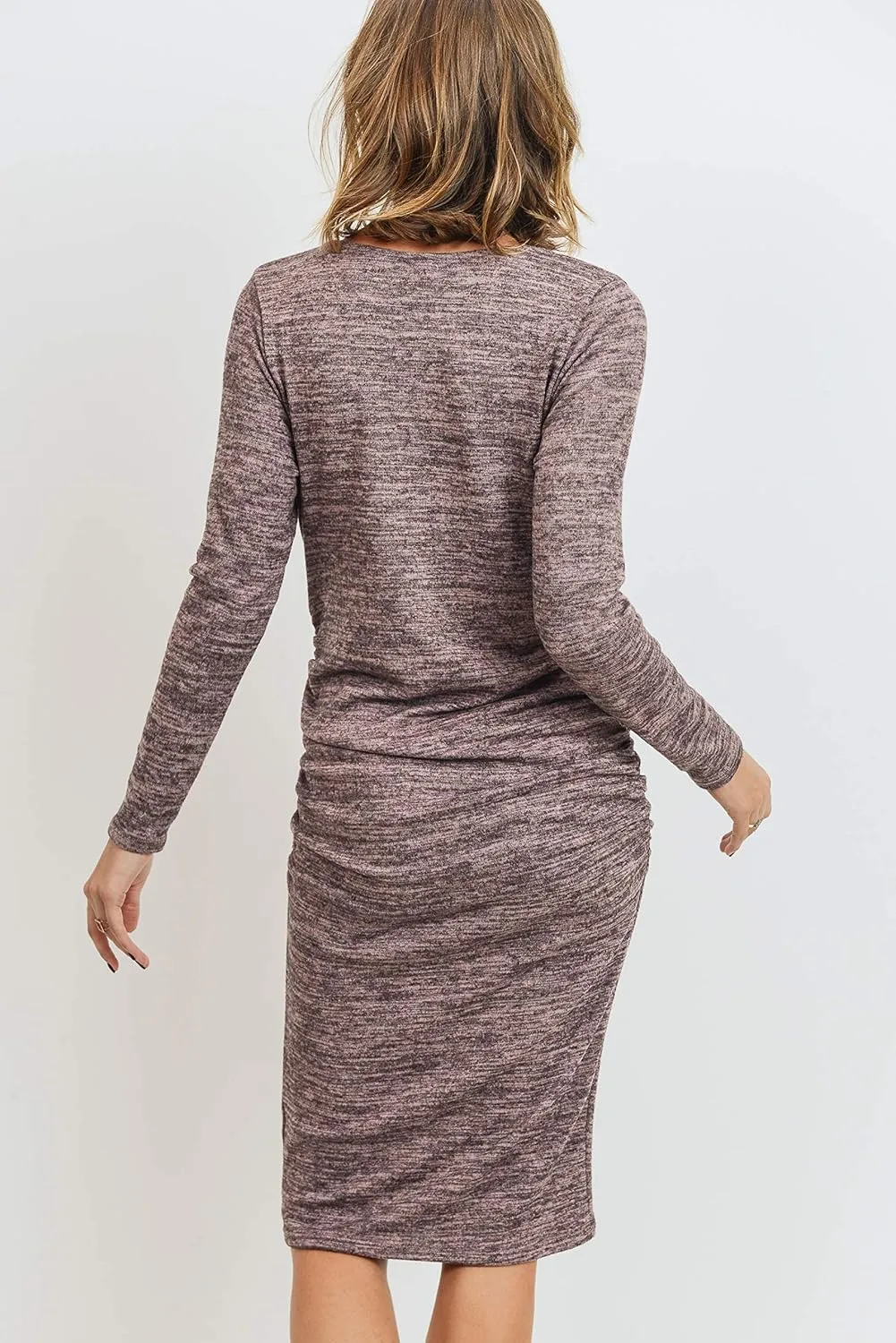 LaClef Women's Ruched Bodycon Basic Maternity Dress