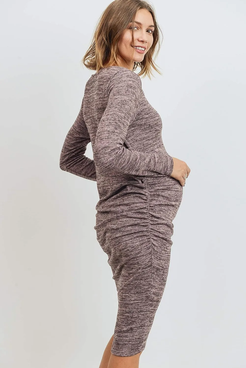 LaClef Women's Ruched Bodycon Basic Maternity Dress