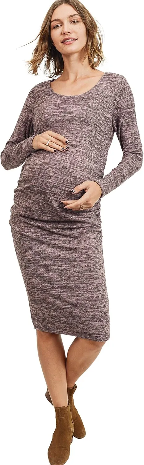 LaClef Women's Ruched Bodycon Basic Maternity Dress