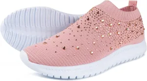 Ladmiple Walking Sneakers For Women Wide Width Comfort Mesh Non Slip Casual Athletic Gym Tennis Running Slip On Sneakers