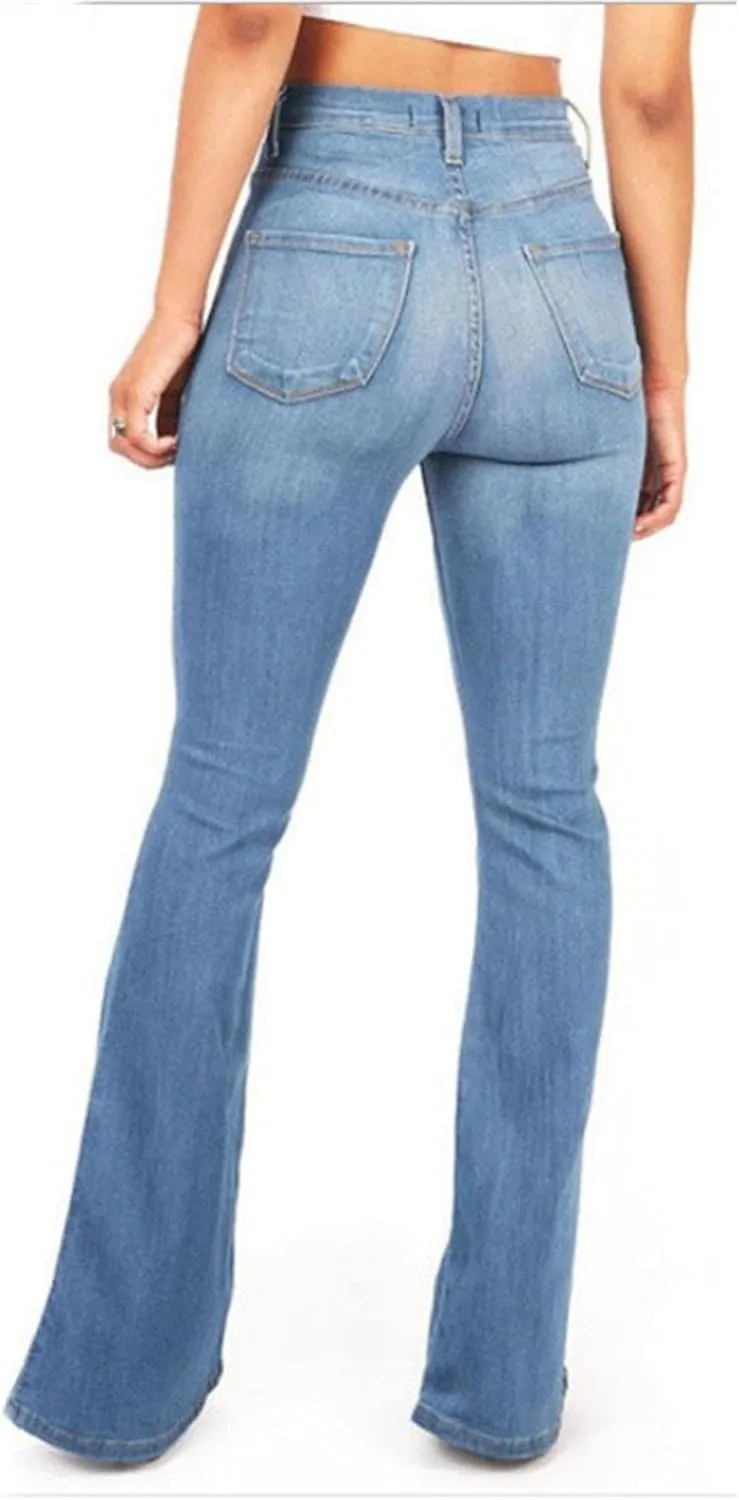 Maiyifu-GJ Jeans for Women Retro High Rise Trumpet Flare Ultra Stretch Denim Pants Butt Lifting Bootcut Denim Trousers