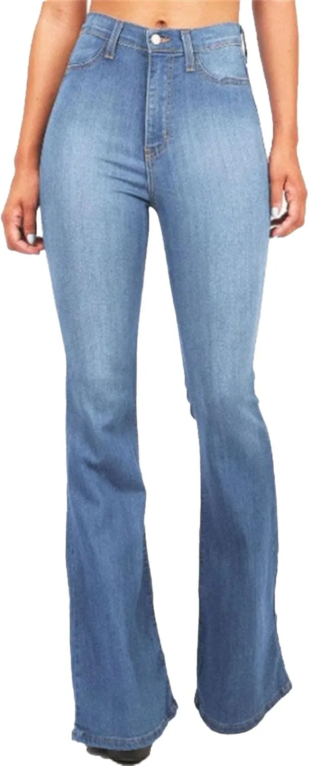 Maiyifu-GJ Jeans for Women Retro High Rise Trumpet Flare Ultra Stretch Denim Pants Butt Lifting Bootcut Denim Trousers
