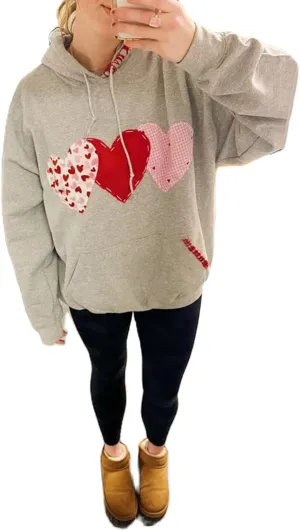 Meiweileya Womens Y2k Oversized Graphic Cute Preppy Hoodies Jacket Star Heart Print Long Sleeve Pocket Sweatshirt