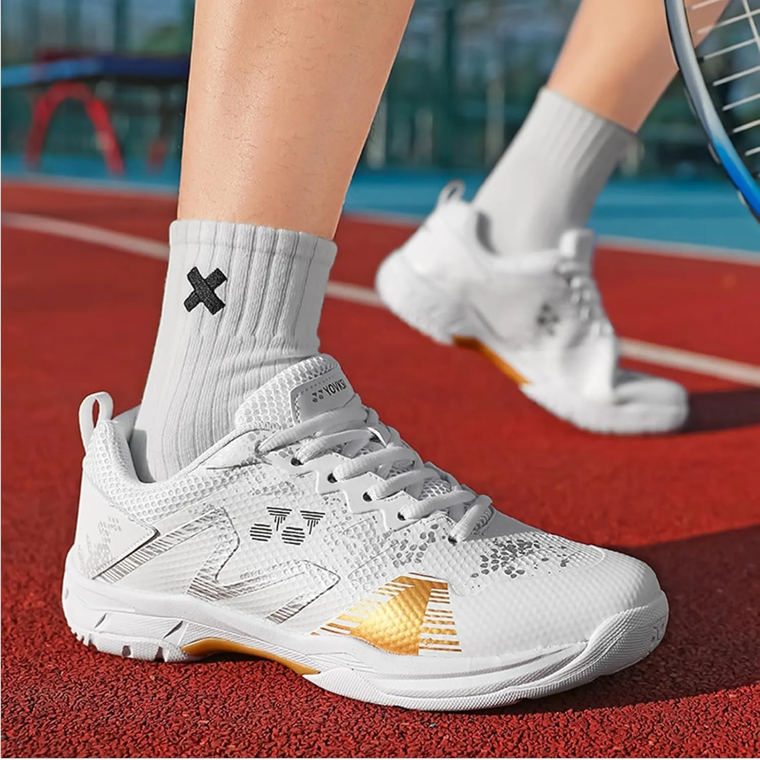 Men's Badminton Shoes Comfortable Indoor Tennis Sneakers Durable Non-Slip for Table Tennis Pickleball Training