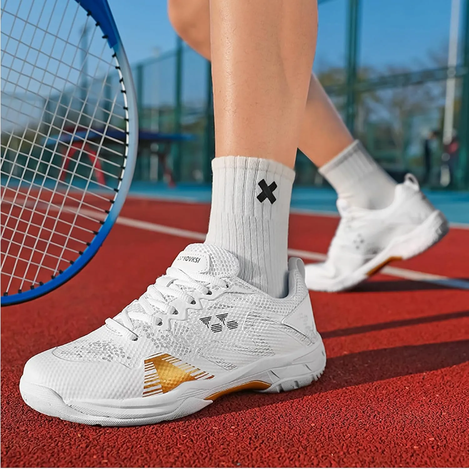 Men's Badminton Shoes Comfortable Indoor Tennis Sneakers Durable Non-Slip for Table Tennis Pickleball Training