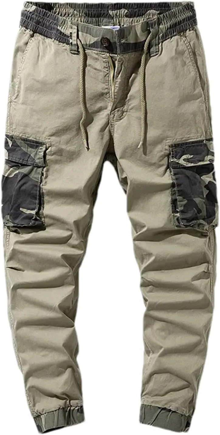 Mens Cargo Pants Multi Pocket Causal Pants Men Streetwear Joggers Camo1 Cotton Trousers Men Elastic Waist Pant
