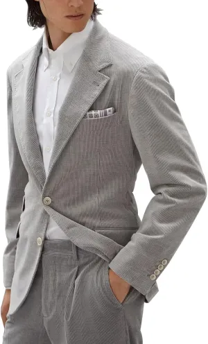 Men's Casual Slim Fit Corduroy Jacket Lightweight Sport Coat Blazer Gray