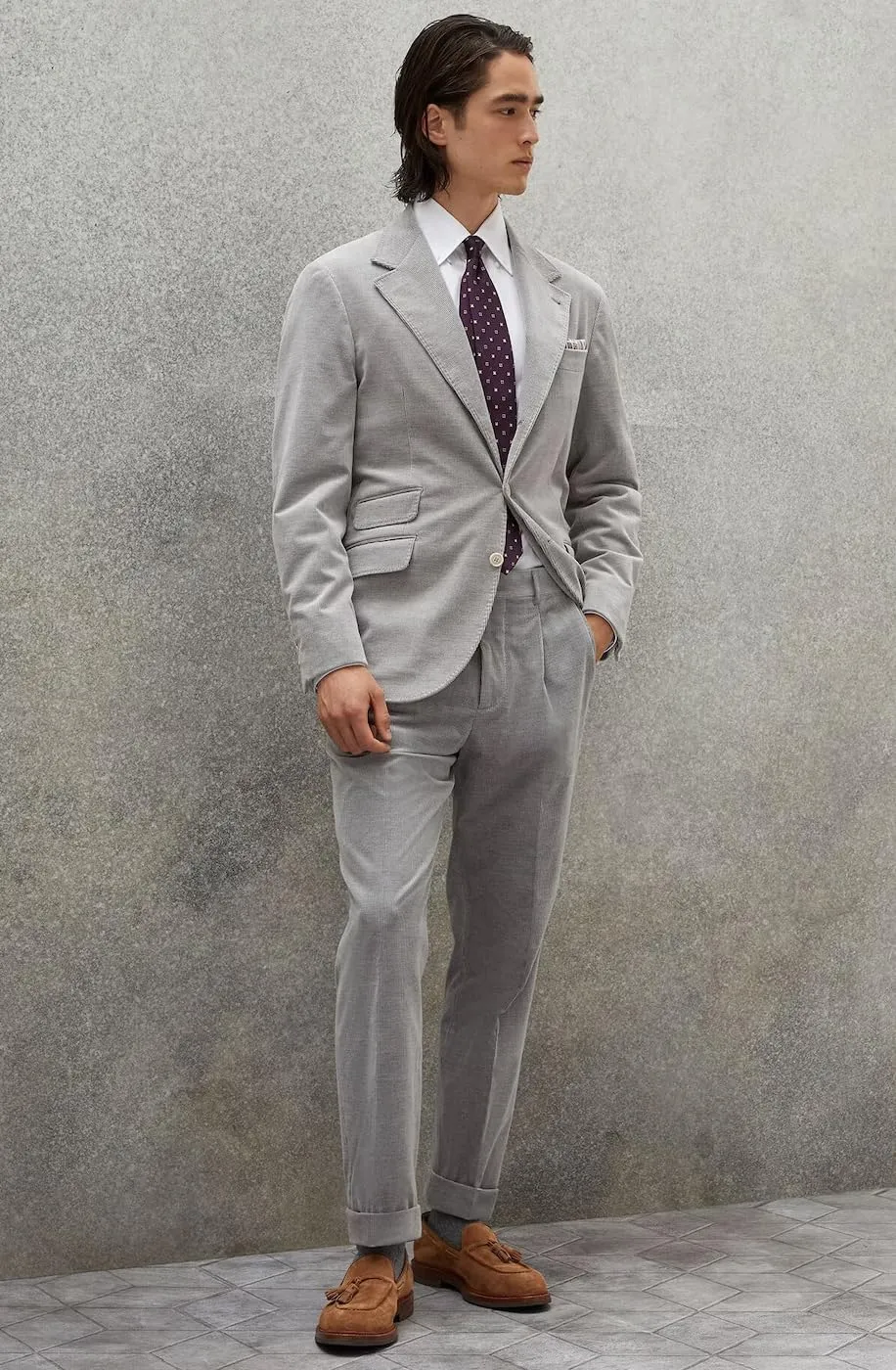 Men's Casual Slim Fit Corduroy Jacket Lightweight Sport Coat Blazer Gray