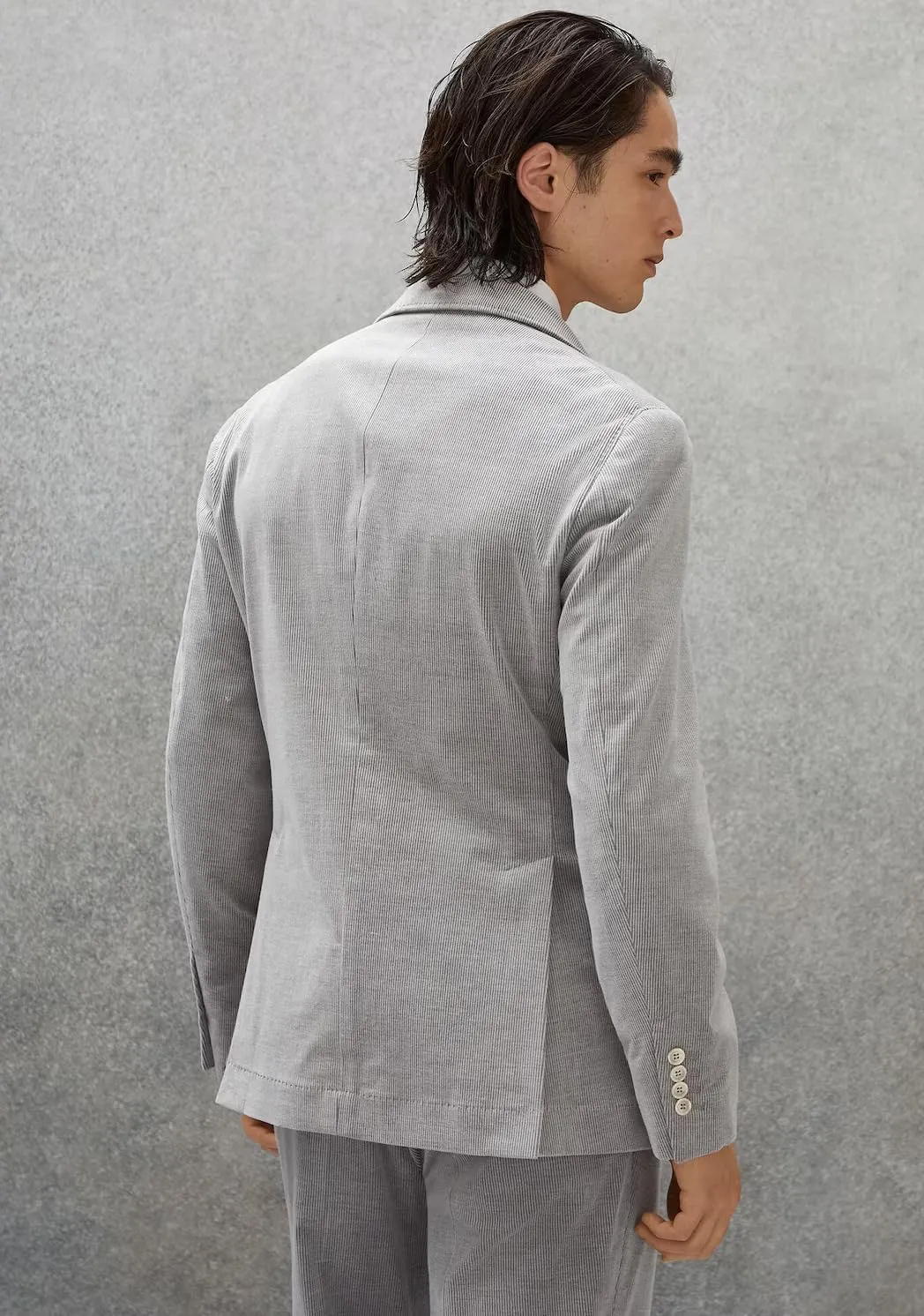 Men's Casual Slim Fit Corduroy Jacket Lightweight Sport Coat Blazer Gray
