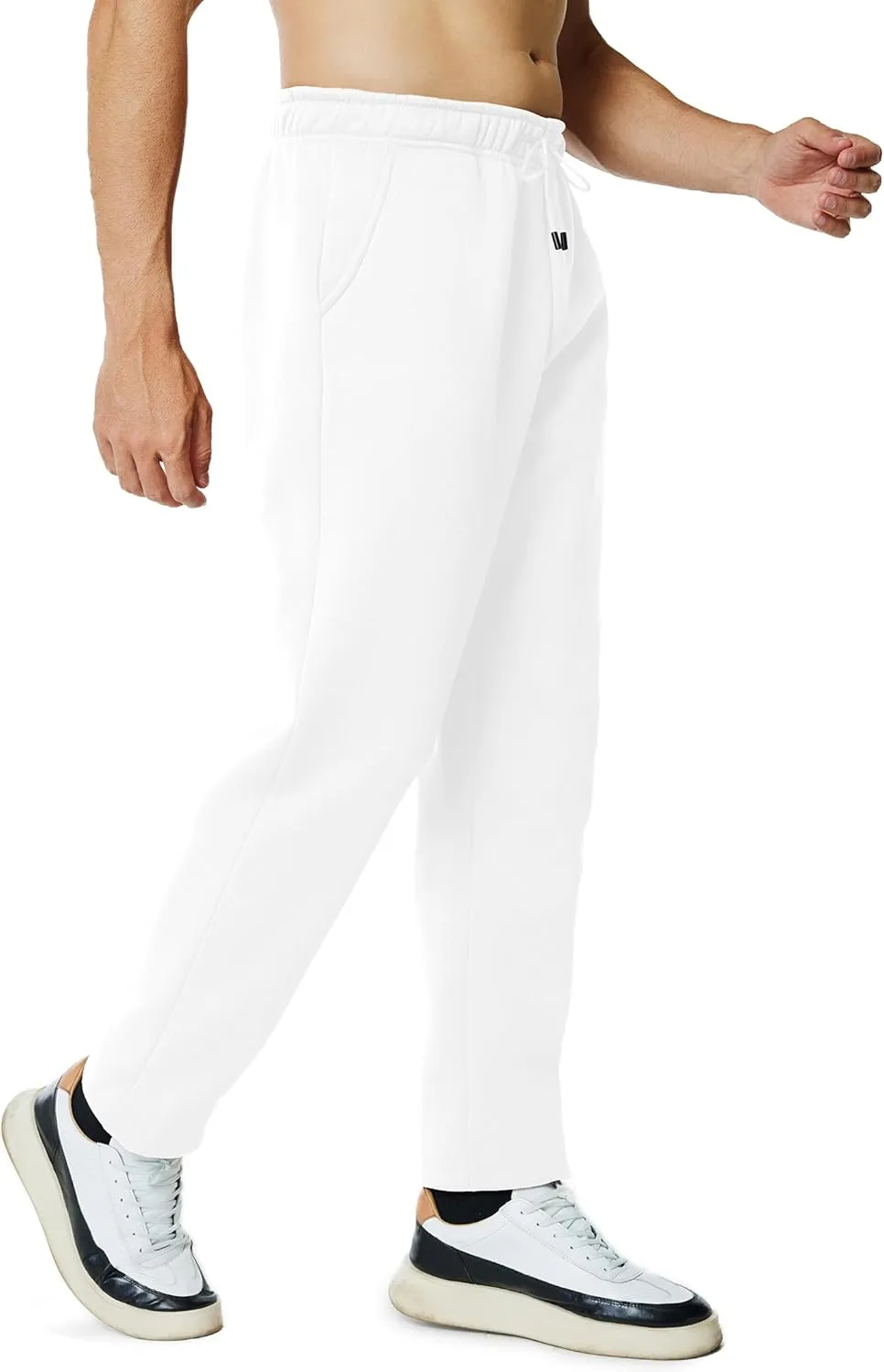 Men's Fleece Sweatpants Open Bottom Lounge Pants Casual Elastic Waist Jogger Pants with Pockets
