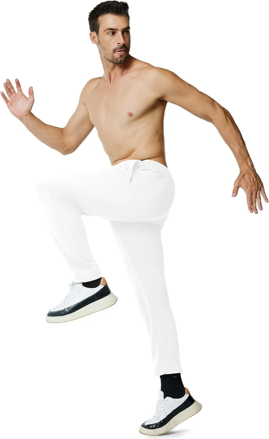 Men's Fleece Sweatpants Open Bottom Lounge Pants Casual Elastic Waist Jogger Pants with Pockets
