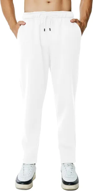 Men's Fleece Sweatpants Open Bottom Lounge Pants Casual Elastic Waist Jogger Pants with Pockets