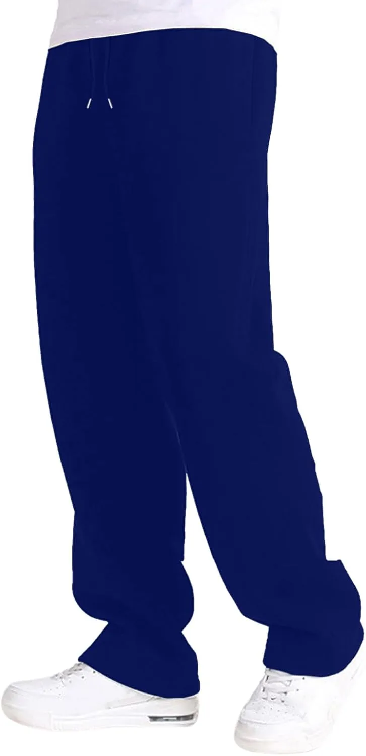 Mens Straight Leg Sweatpants Baggy Elastic Waist Athletic Pants Cozy Casual Fleece Pants Open Bottom Sweat Pants 2025