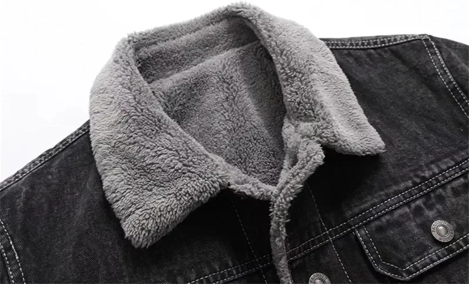 Men's Winter Jacket Casual Lapel Fleece Thickened Warm Jean Trucker Coat Fashion Tight Denim Jackets