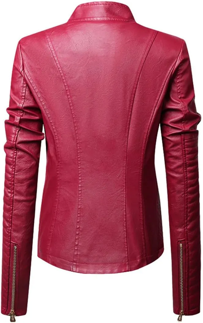 Niiyyjj Faux Leather Jacket Women Motorcycle Jacket Women's Moto Biker Zipper Jacket Female Coat