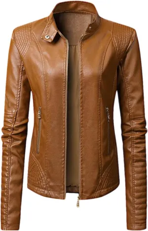 Niiyyjj Faux Leather Jacket Women Motorcycle Jacket Women's Moto Biker Zipper Jacket Female Coat