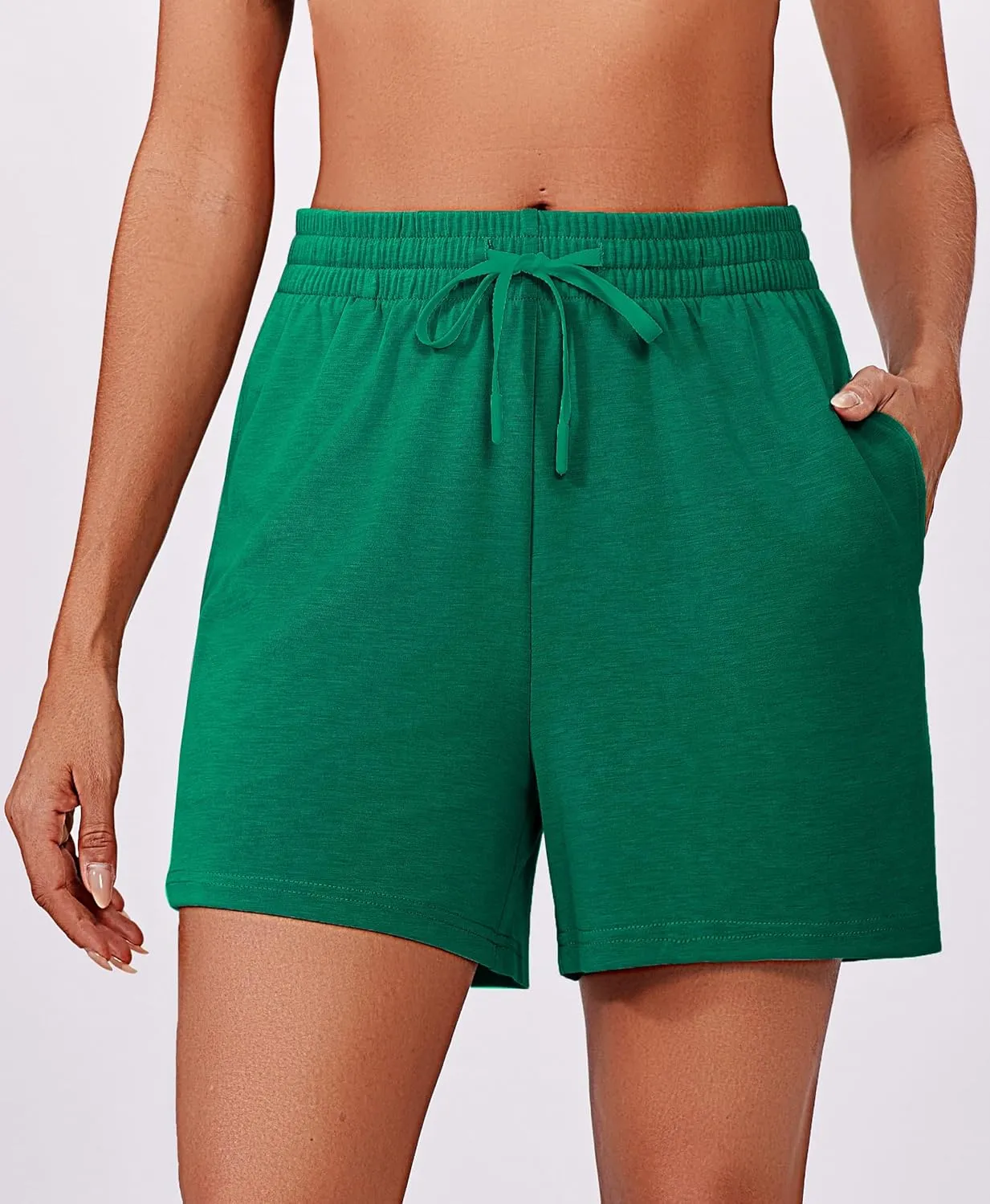 PINSPARK 2 Piece Sets for Women Summer Lounge Sets Short Sleeve Sweatsuit V-neck Tops and Drawstring Shorts Outfits Tracksuit