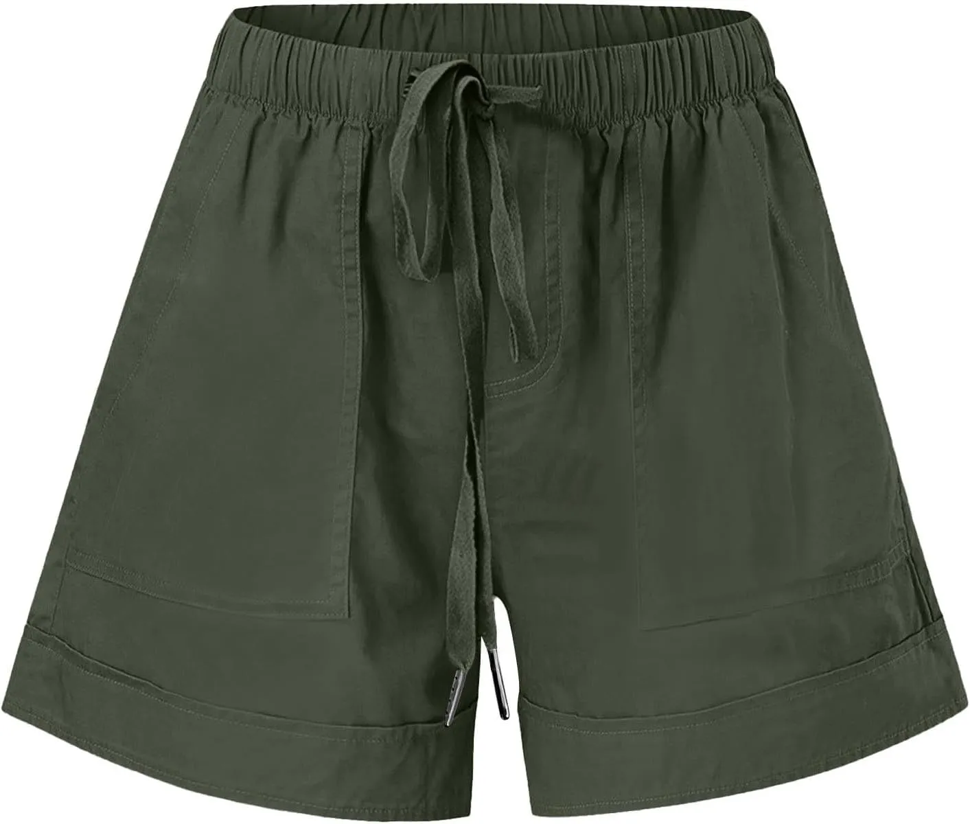 Plus Size Summer Shorts for Women Dressy Casual Elastic Waist Drawstring Cotton Linen Shorts with Pockets