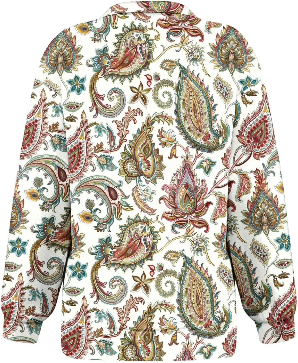 Quarter Zip Sweatshirt Women Plus Size Long Sleeve Ethnic Print Pullover Shirts Causal Vintage Graphic Athletic Tops