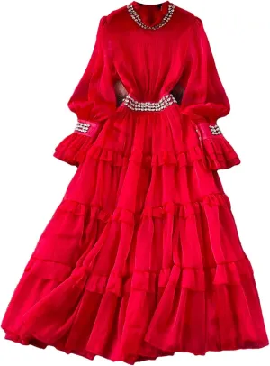 Rhinestone Flare Sleeve Elegant Bodycon Dress Slim Party Club Vintage Dress Korean Fashion Women Clothes