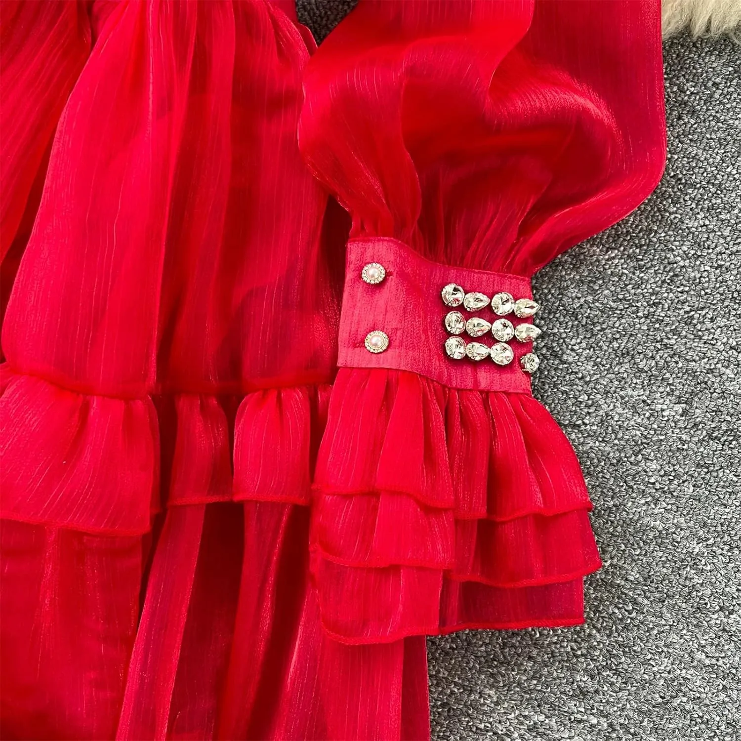 Rhinestone Flare Sleeve Elegant Bodycon Dress Slim Party Club Vintage Dress Korean Fashion Women Clothes