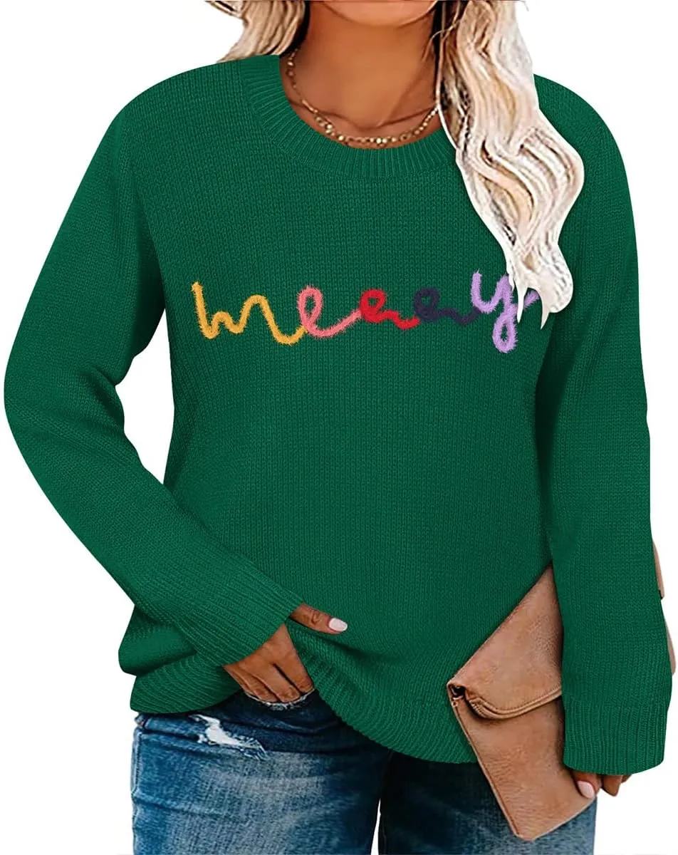 RITERA Plus Size Sweaters for Women Winter Long Sleeve Pullover Sweater Crew Neck Oversized Tops XL-5XL