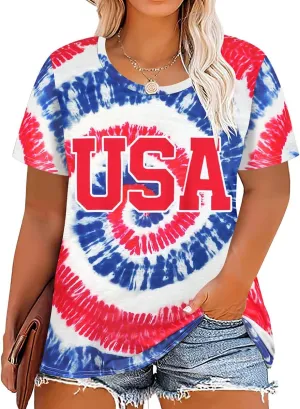 RITERA Plus Size Tops for Women Blouse Button Summer Crewneck Short Sleeve Fashion Casual T-Shirts Pullover XL-5XL