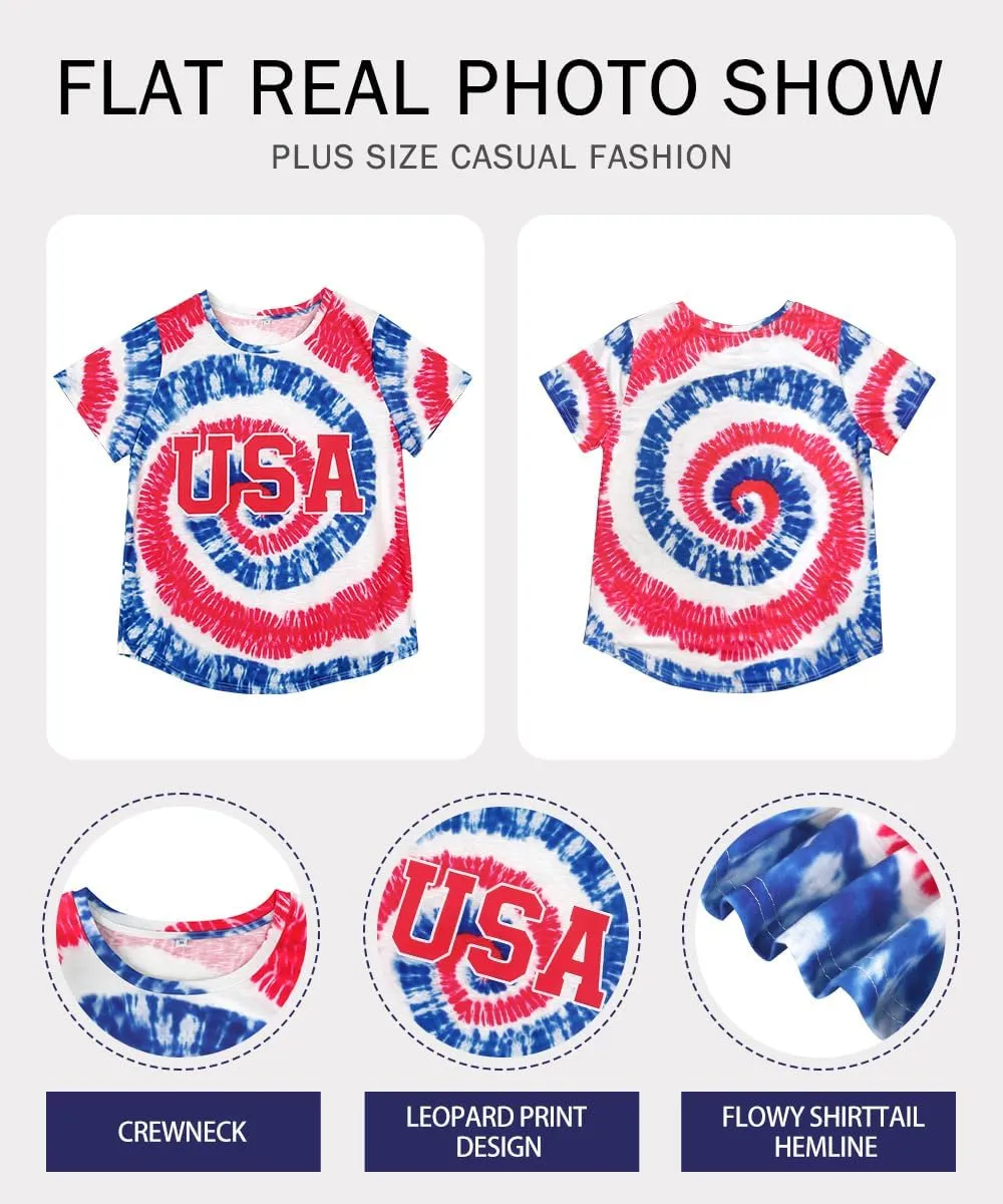 RITERA Plus Size Tops for Women Blouse Button Summer Crewneck Short Sleeve Fashion Casual T-Shirts Pullover XL-5XL