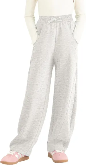 Rolanko Girls Wide Leg Sweatpants Straight Pants for Kids Girls Trousers with Pockets Sweats