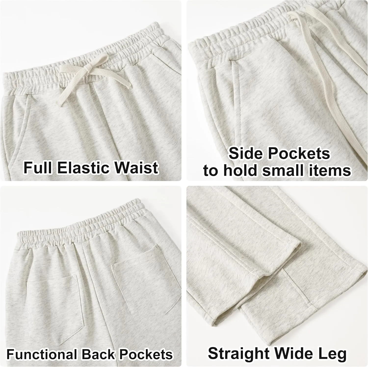Rolanko Girls Wide Leg Sweatpants Straight Pants for Kids Girls Trousers with Pockets Sweats