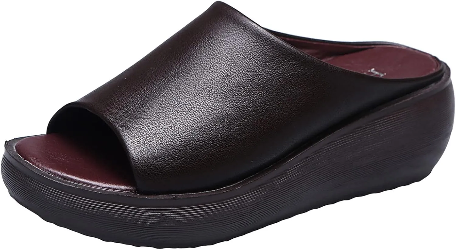 Sandals Women Comfortable Wedge Orthopedic Summer Leather Slides Dressy Platform Heel Arch Support Slip Sandals