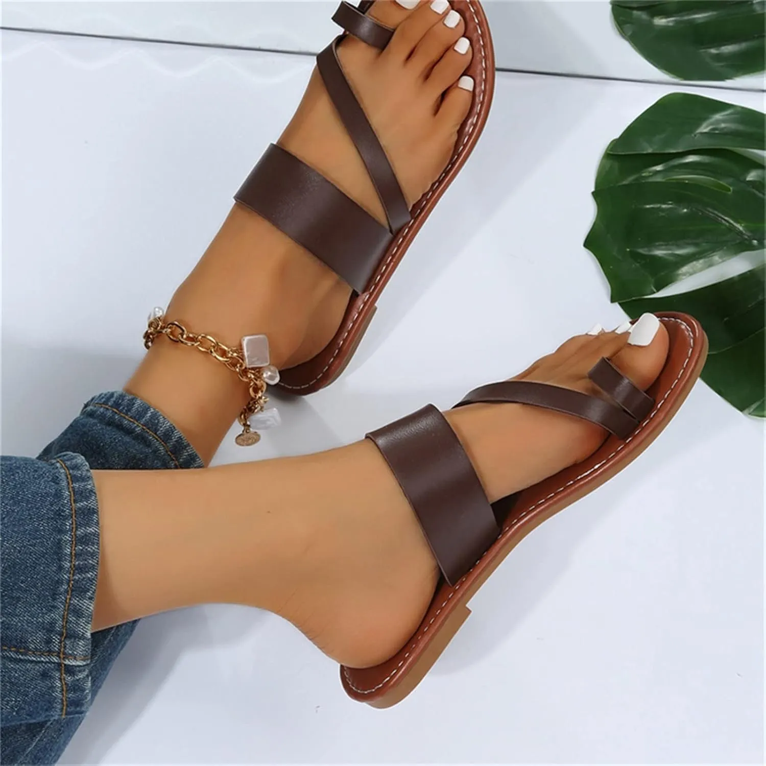 Sandals Women Flat Sandals Women's Flip Flop Sandal Leather Sandals for Women Flat Beach Sandals