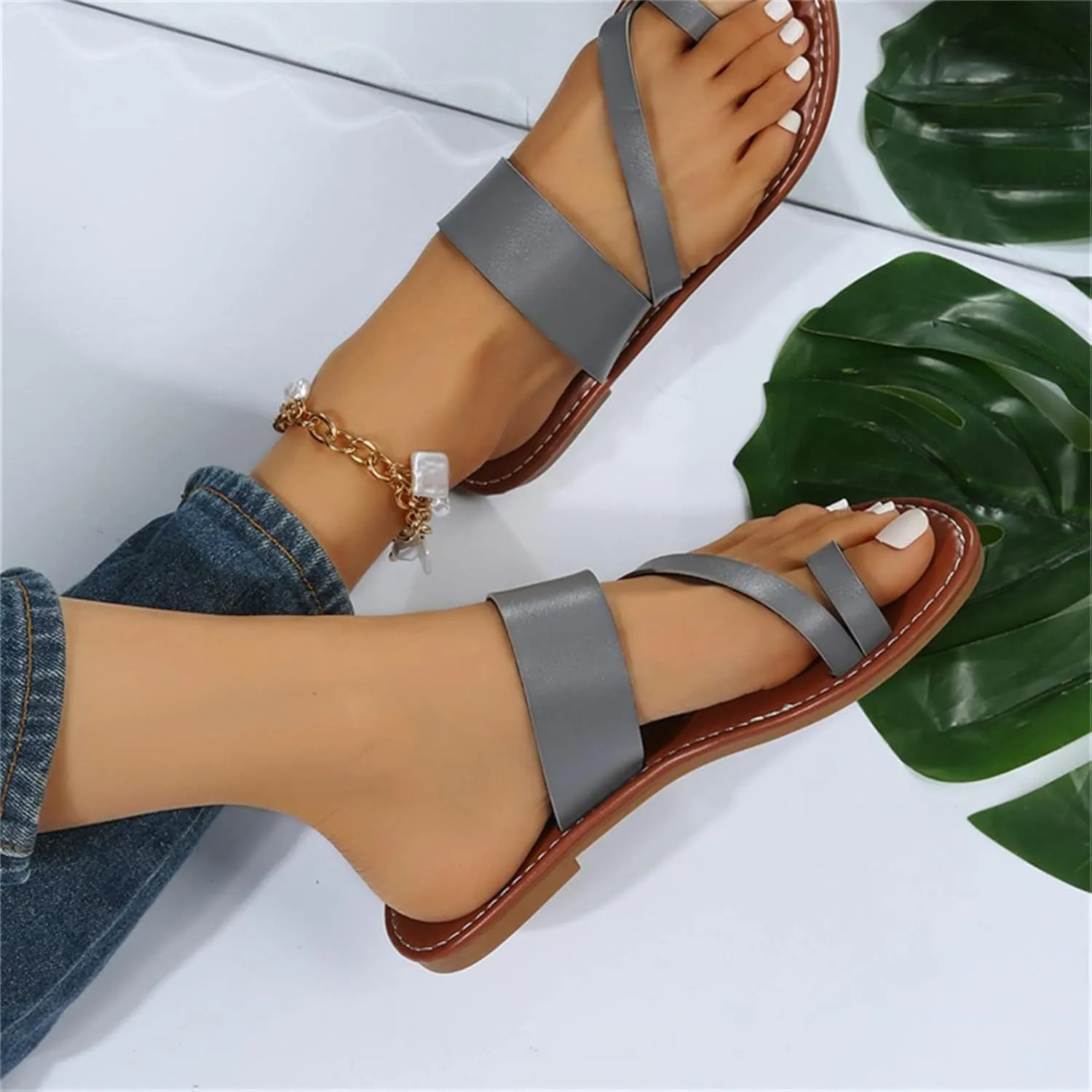 Sandals Women Flat Sandals Women's Flip Flop Sandal Leather Sandals for Women Flat Beach Sandals