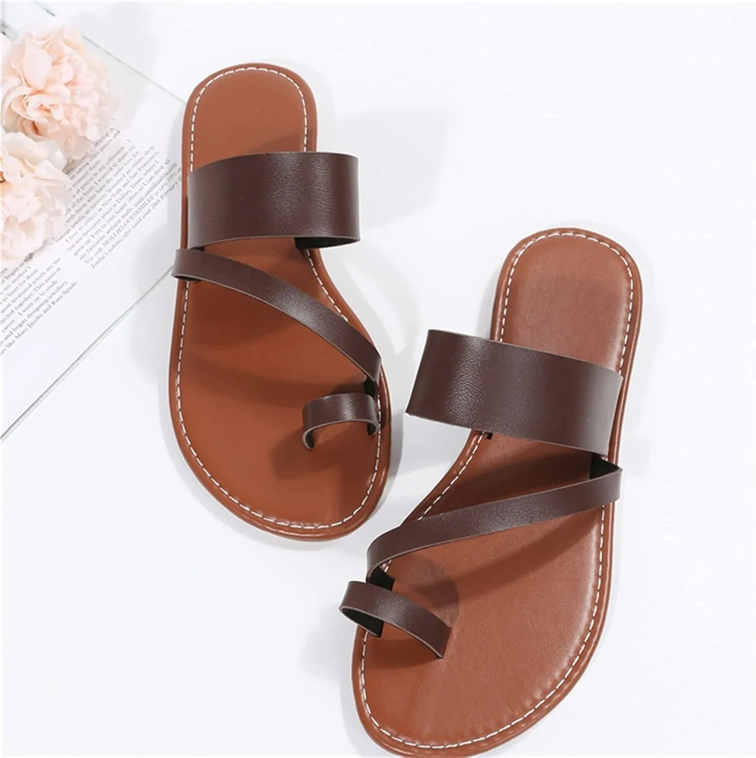 Sandals Women Flat Sandals Women's Flip Flop Sandal Leather Sandals for Women Flat Beach Sandals