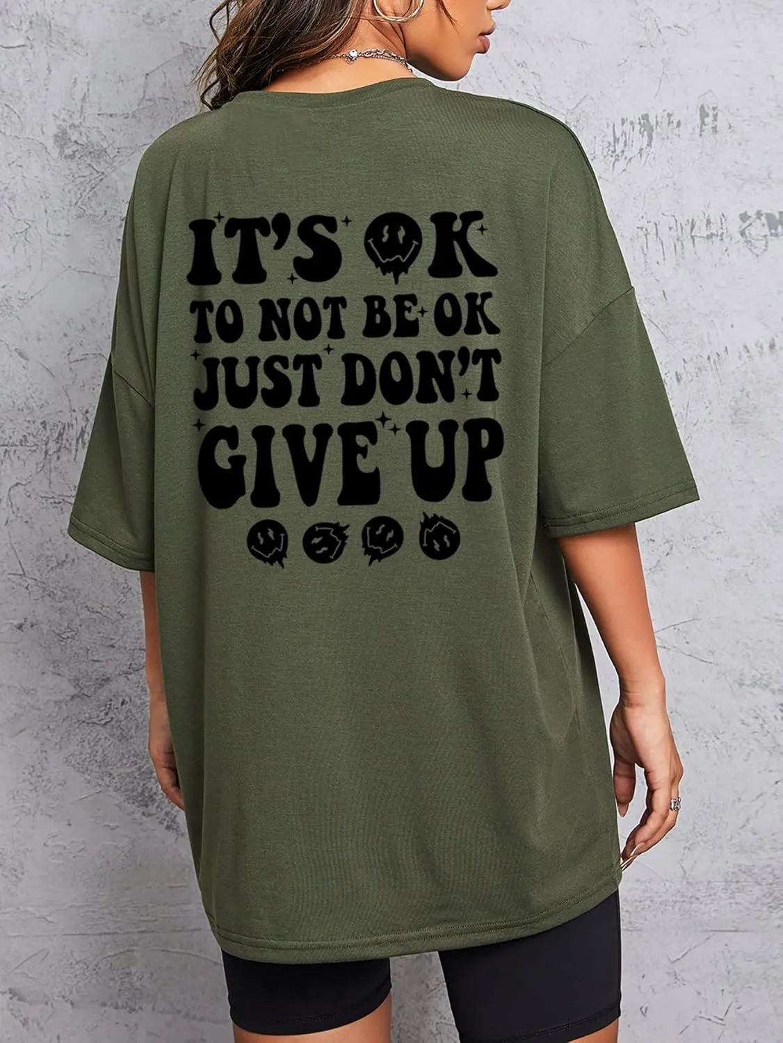 SHENHE Women's Short-Sleeve T Shirts Letter Print Oversized Top Graphic Tees Loose Casual Summer Tops