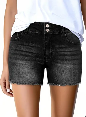Sidefeel Women's Jean Shorts High Waisted Casual Stretchy Raw Hem Zimbaplatinum Jeans Summer Denim Shorts with Pockets