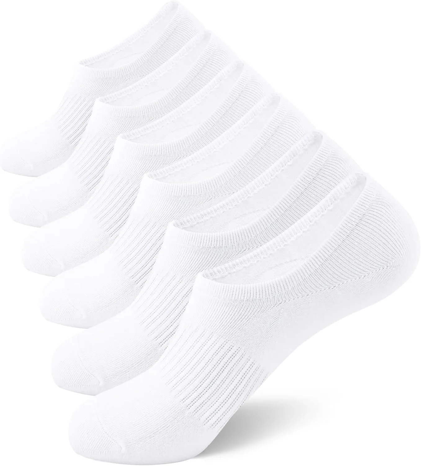 SIXDAYSOX No Show Socks Womens Cotton 6-8 Pairs Low Cut Invisible Non-Slip Socks Size 5-9/9-11