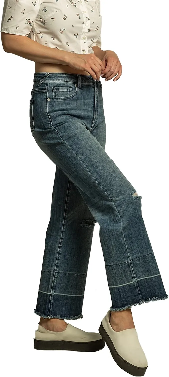 Standards & Practices Women's Stretch Blue Whisker Wash Boyfriend Premium Jeans