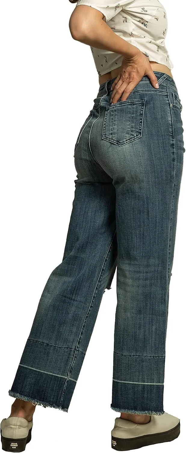 Standards & Practices Women's Stretch Blue Whisker Wash Boyfriend Premium Jeans