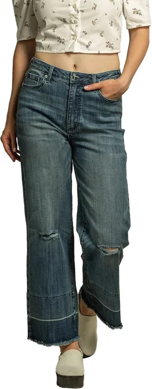 Standards & Practices Women's Stretch Blue Whisker Wash Boyfriend Premium Jeans