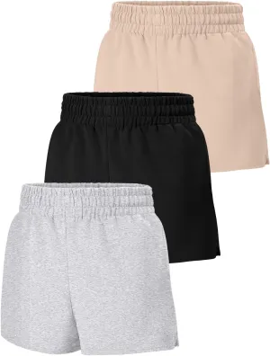 SUNBS 3 Pack Womens Sweat Shorts Casual Lounge Cotton Trendy Summer Running High Waisted Athletic Clothes