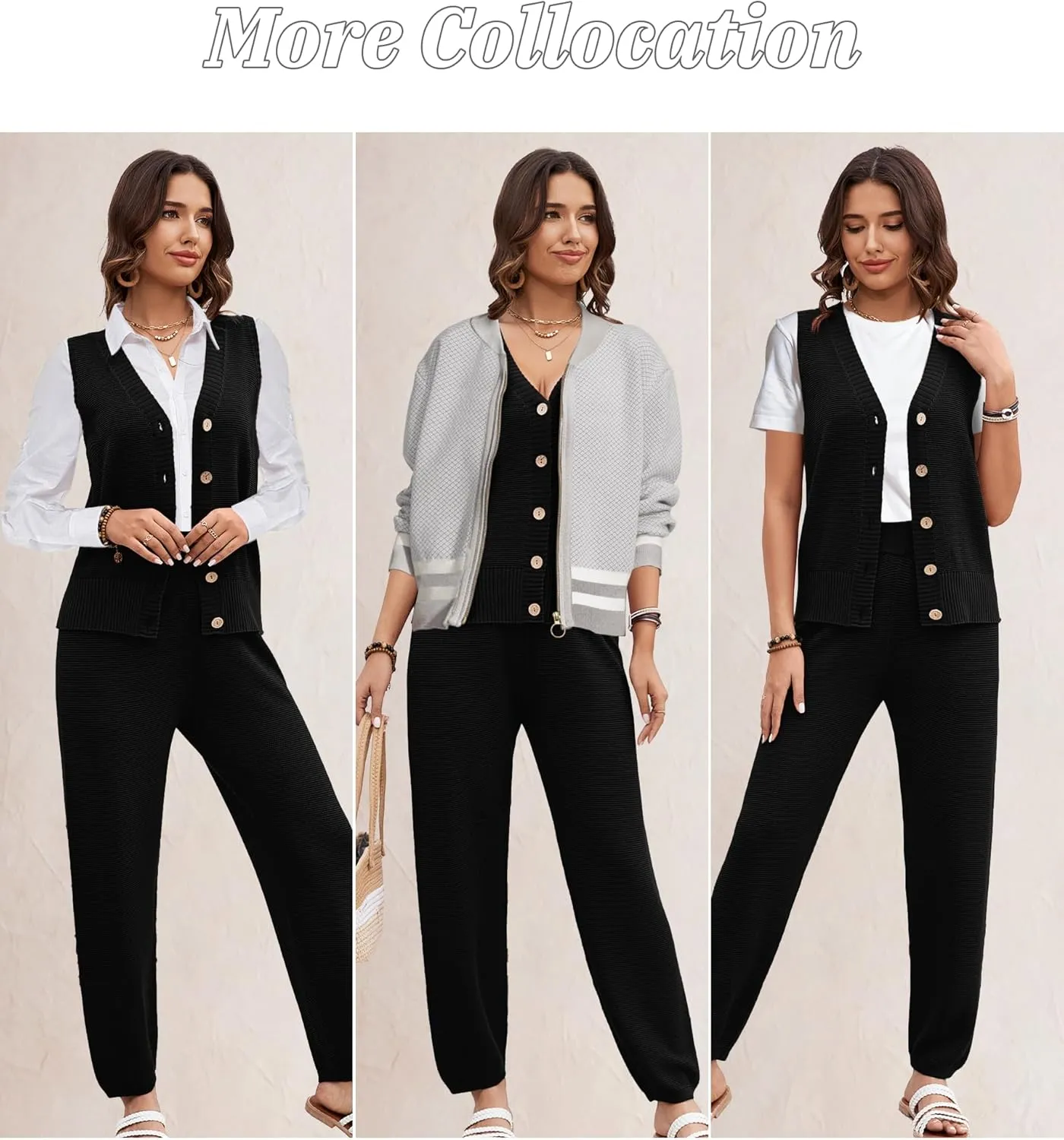 SuperPrity 2 Piece Sets for Women Summer Vacation Outfits Lounge Sets Matching Knit Sweatsuit Tracksuit Travel Trendy Clothes