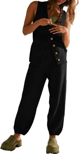 SuperPrity 2 Piece Sets for Women Summer Vacation Outfits Lounge Sets Matching Knit Sweatsuit Tracksuit Travel Trendy Clothes