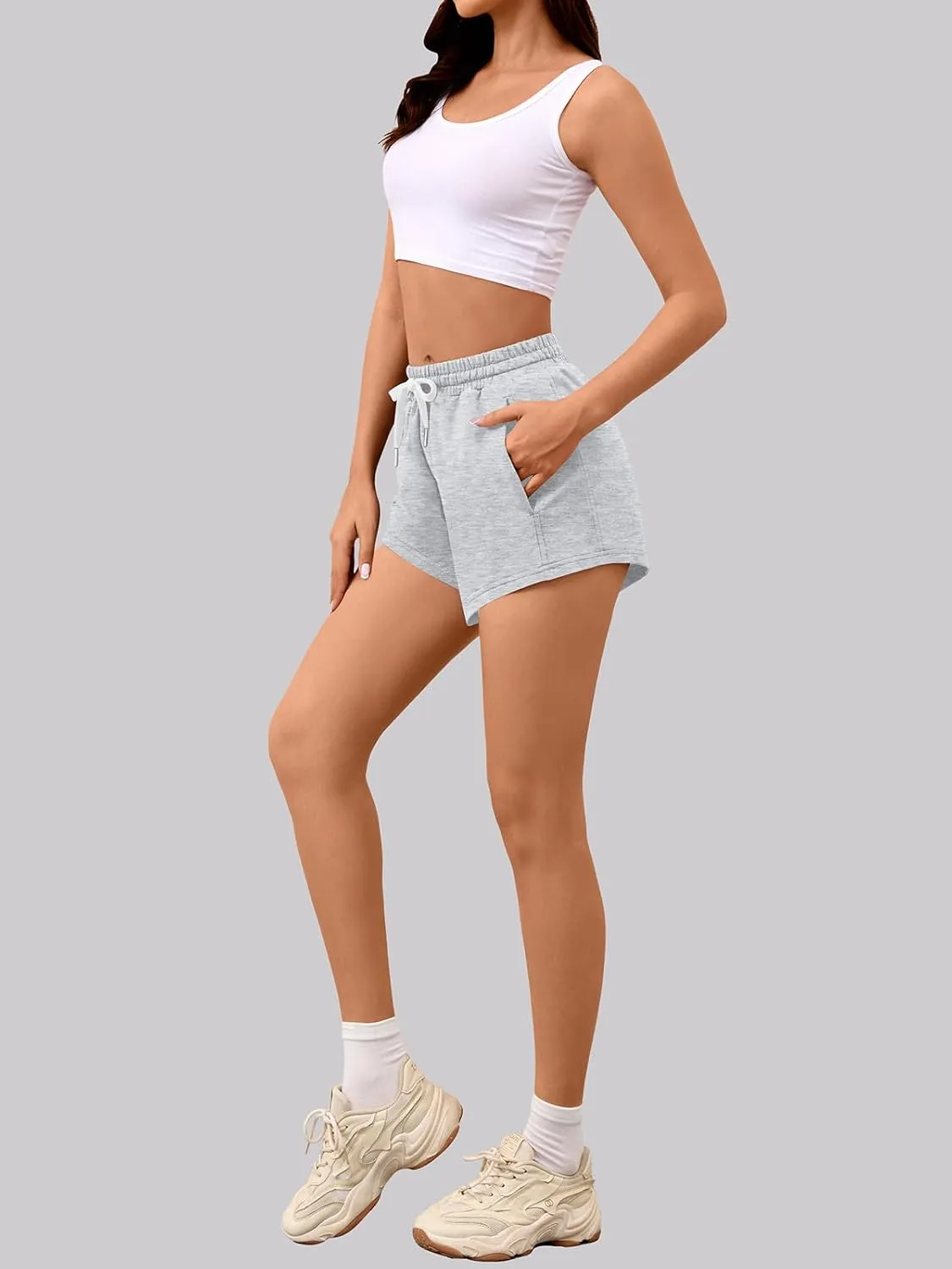 Sweat Shorts Women Comfy Trendy Casual Summer Drawstring Cotton Lounge Shorts Womens Athletic Outfits Clothes