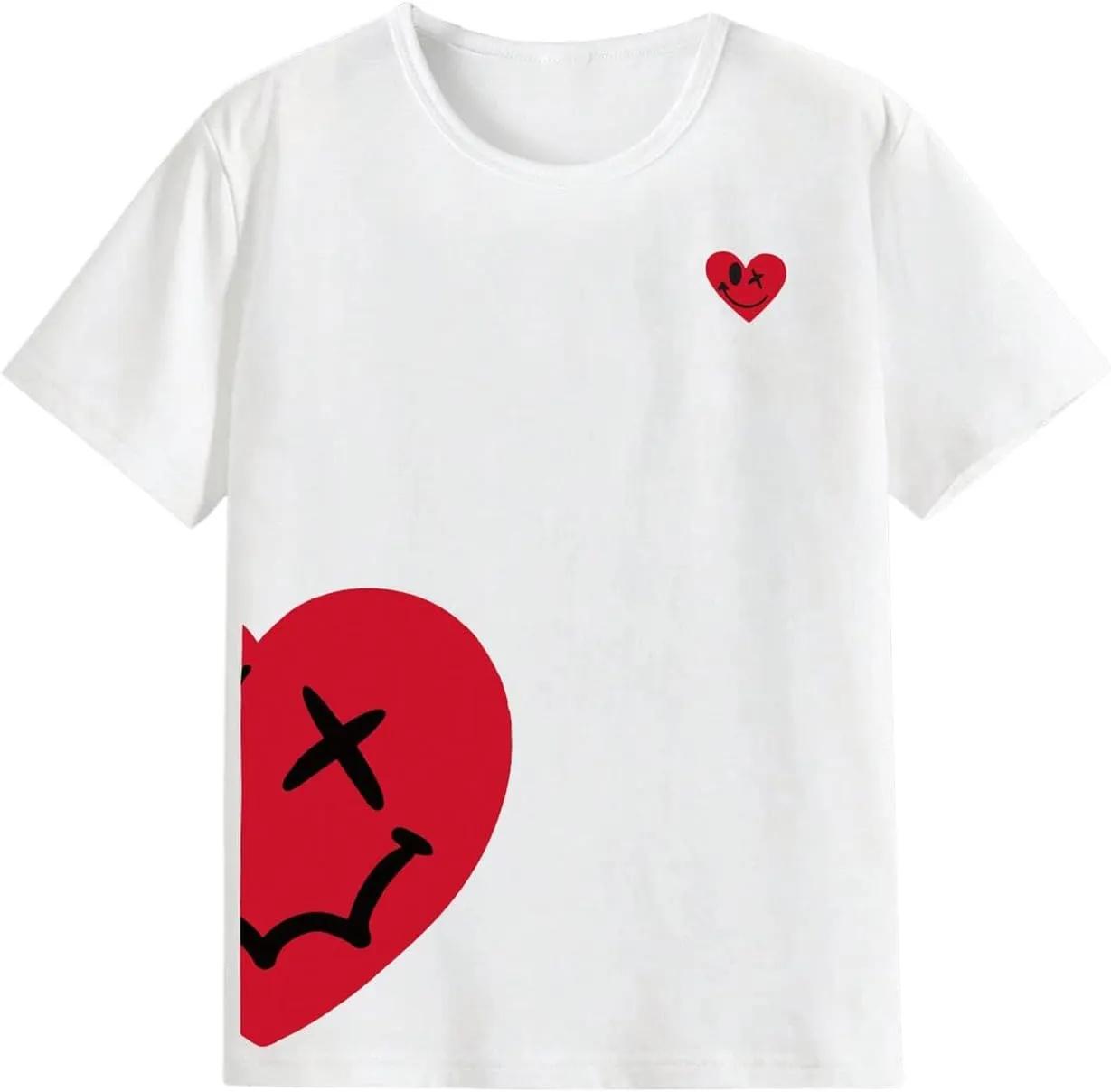 SweatyRocks Boy's Heart Graphic T Shirts Crewneck Short Sleeve Casual Tee Tops