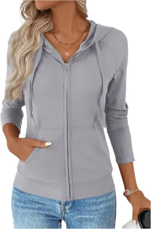 SweatyRocks Women's Zip Up Hoodie Long Sleeve Yoga Workout Jacket Sweatshirt with Pocket